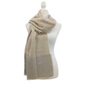NWT INC International Concepts Plaid Scarf Womens One Size Tan Beige Gray